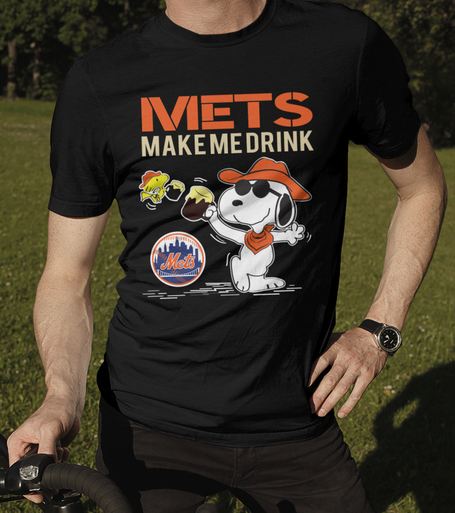 Snoopy Mets Make Me Drink New York Mets Fans T-Shirt