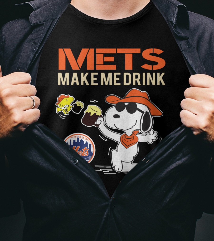 Snoopy Mets Make Me Drink New York Mets Fans T-Shirt