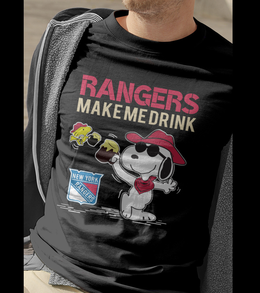 Snoopy New York Rangers Make Me Drink Shirt Fans Beer Cheers Hockey T-Shirt