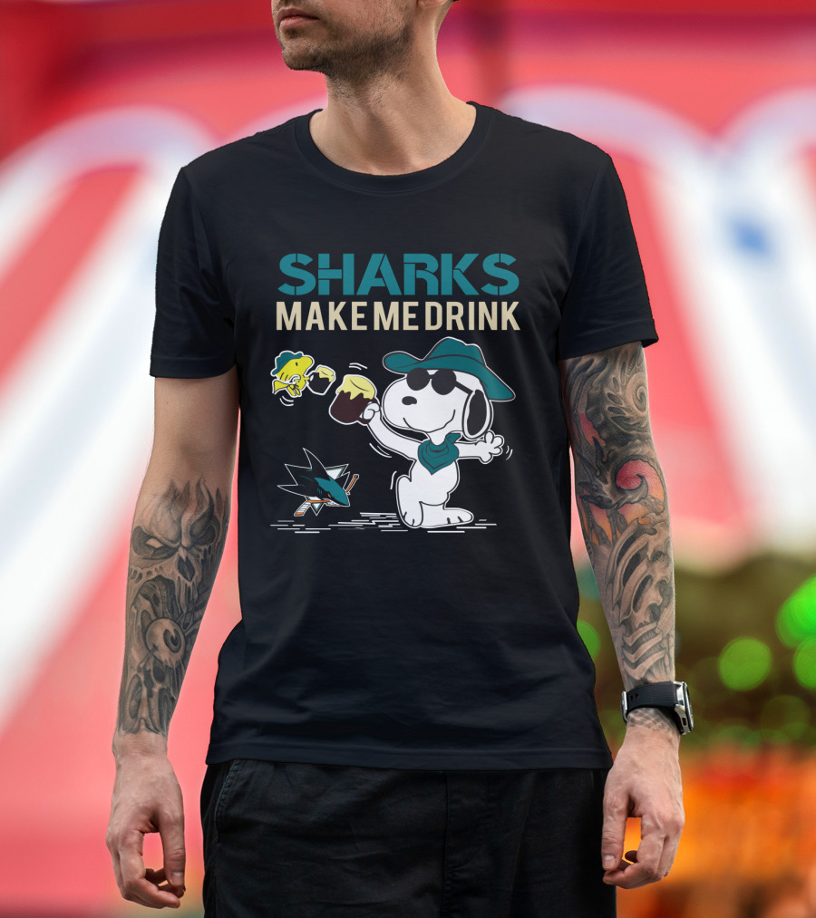 Snoopy Sharks Make Me Drink San Jose Sharks Fans T-Shirt
