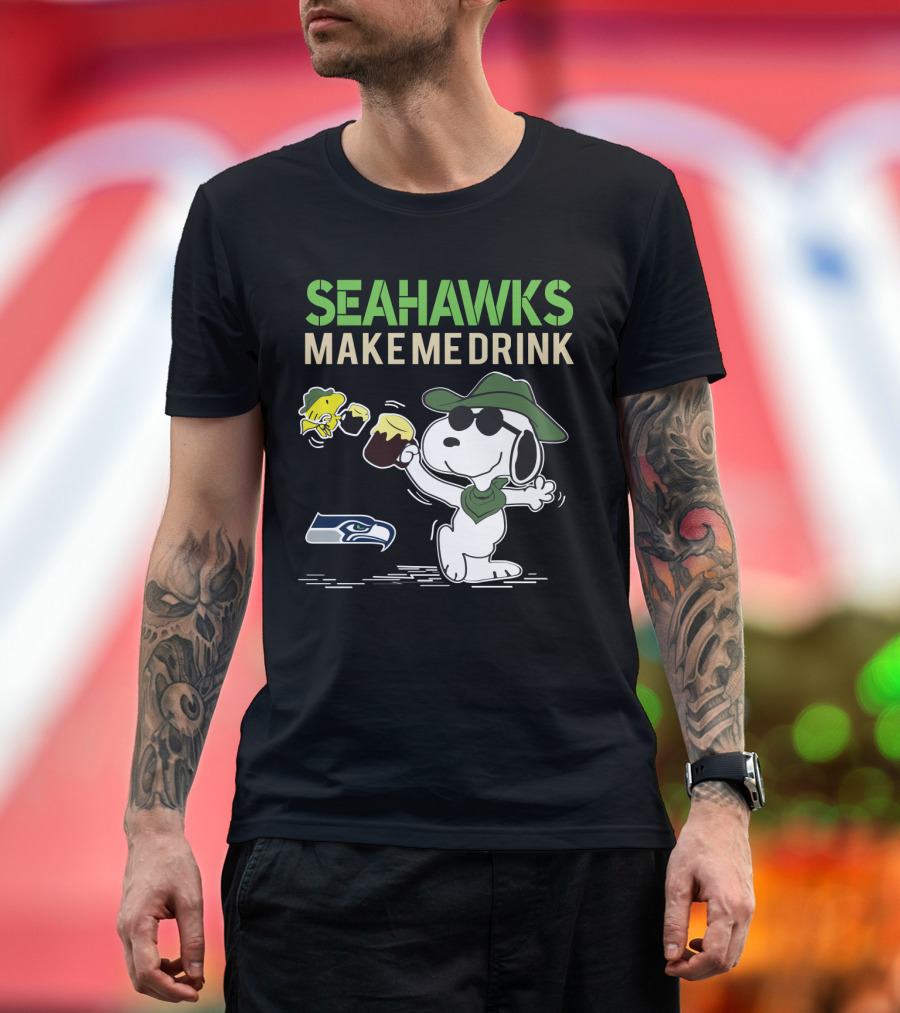 Seattle Seahawks Make Me Drink Snoopy Fan Celebration T-Shirt