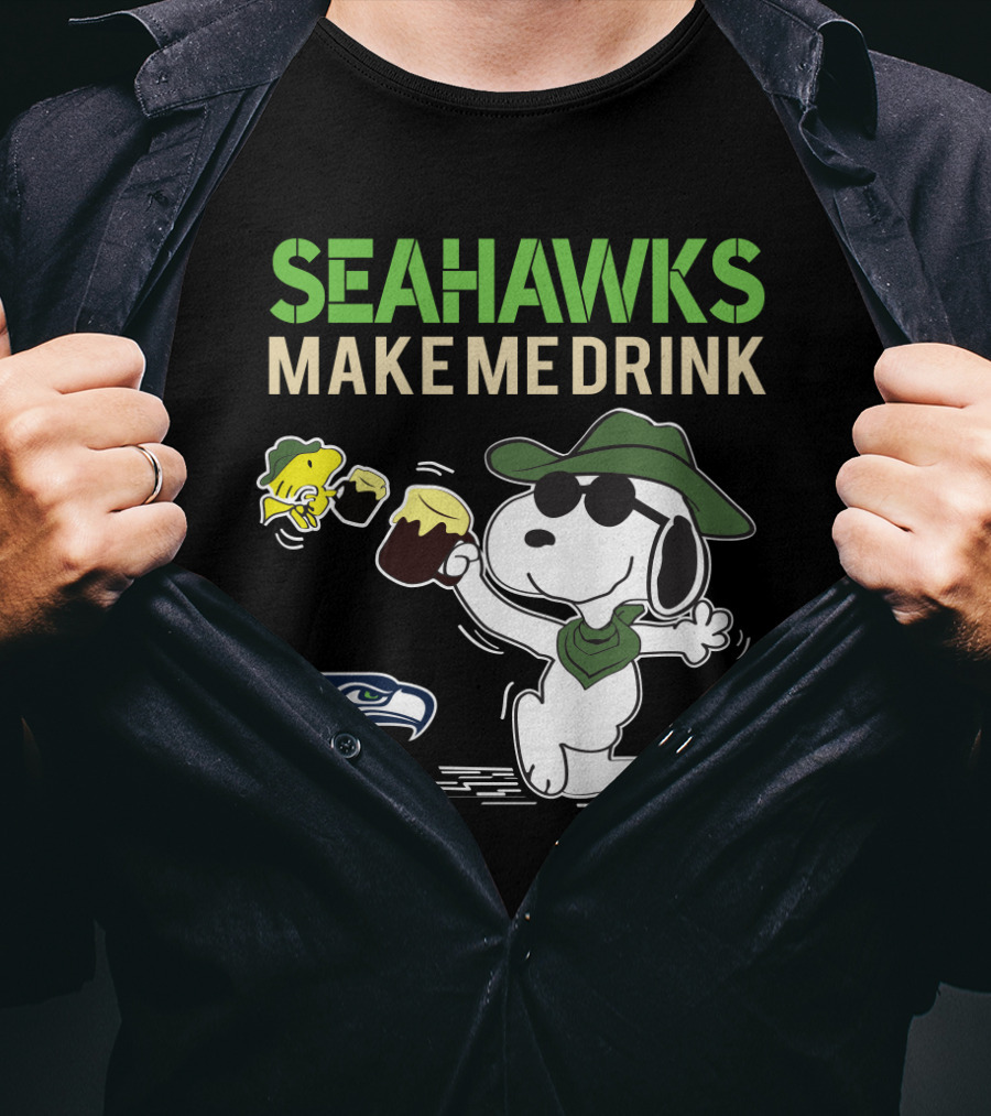 Seattle Seahawks Make Me Drink Snoopy Fan Celebration T-Shirt