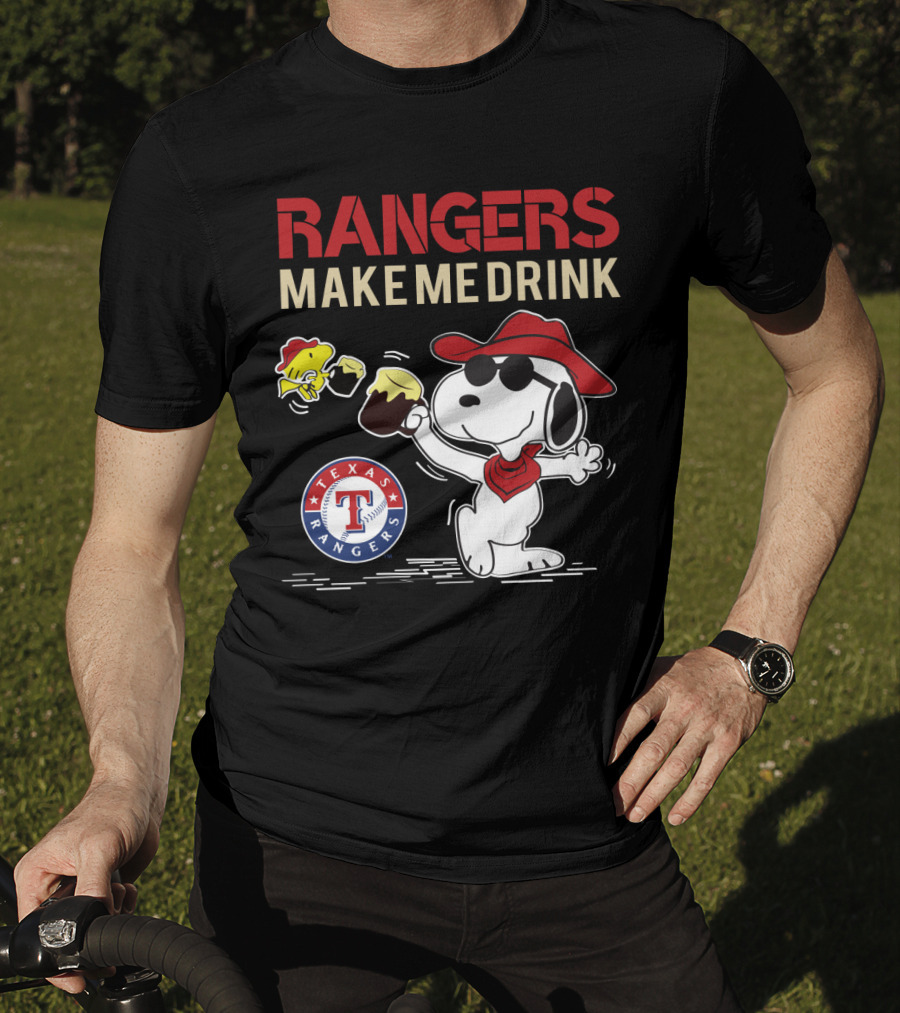 Texas Rangers Snoopy Makes Me Drink T-Shirt