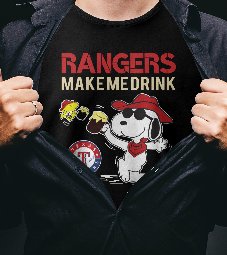 Texas Rangers Snoopy Makes Me Drink T-Shirt