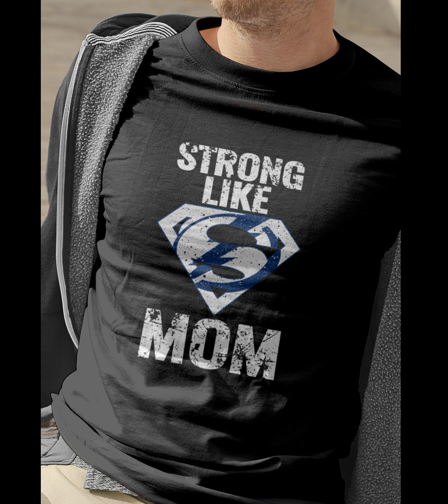Strong Like Mom Tampa Bay Lightning Superhero T-Shirt