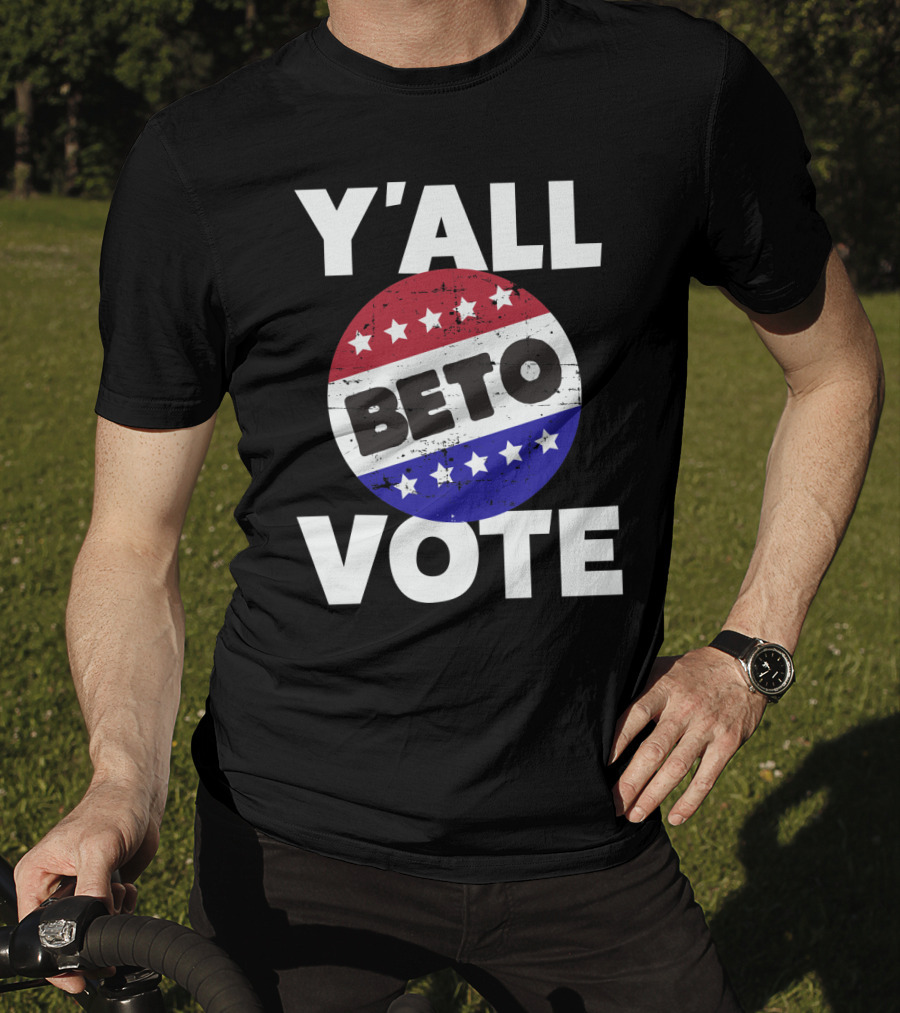 Y'all Vote Beto Red White Blue Stars Button T-Shirt