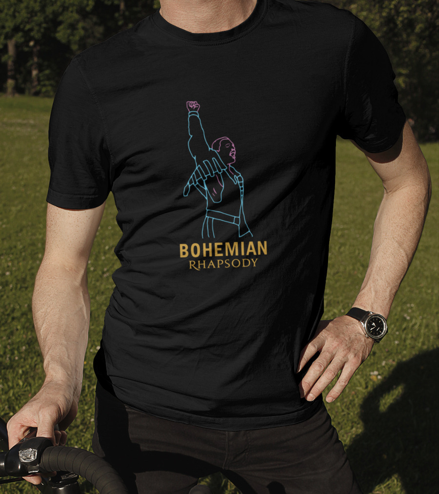 Bohemian Rhapsody Line Art Figure With Raised Fist T-Shirt