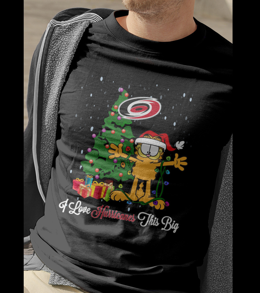 I Love Carolina Hurricanes This Big Garfield Christmas Tree Presents T-Shirt
