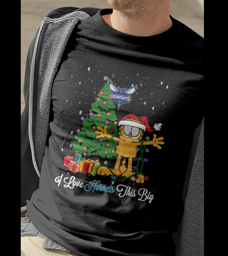 Charlotte Hornets Garfield Christmas Tree I Love Hornets This Big T-Shirt