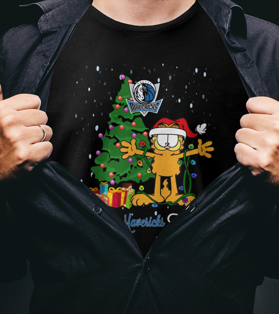 I Love Mavericks This Big Christmas Garfield Dallas Mavericks T-Shirt