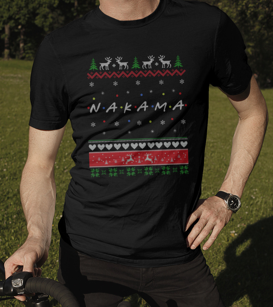 Nakama Holiday Sweater Friends TV Show Style Reindeer And Evergreen T-Shirt