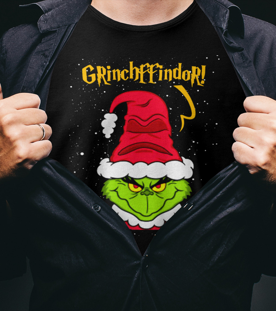 Grinche FFindor Grinch Santa Hat Snowflakes Christmas T-Shirt