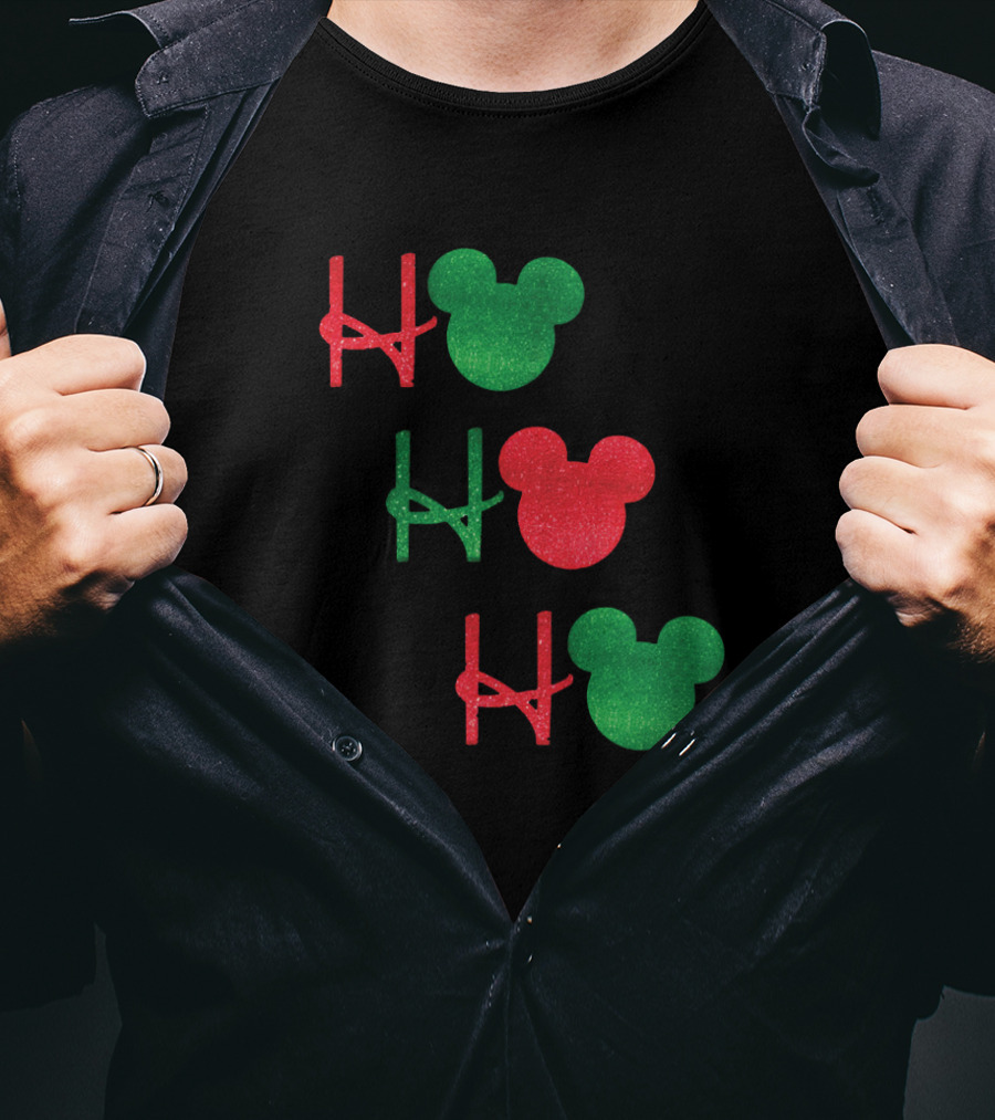 Ho Ho Ho Disney Mickey Mouse Ears Christmas Colors T-Shirt