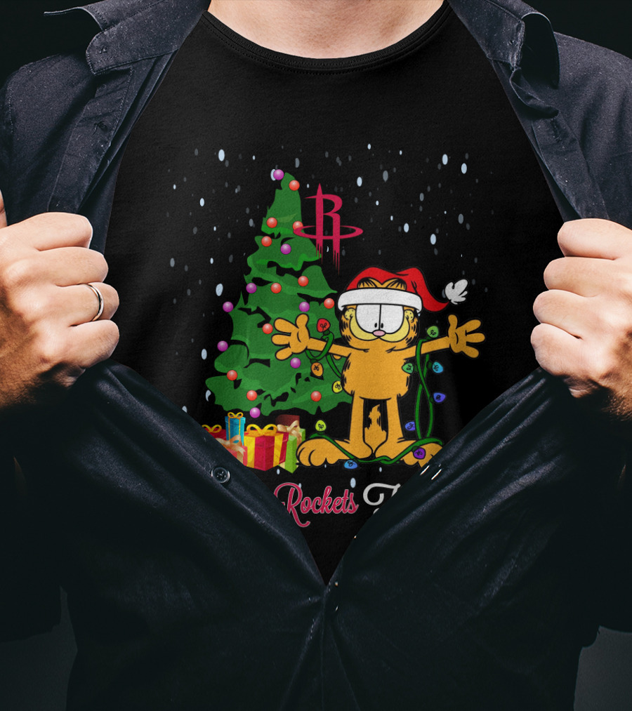 Houston Rockets Garfield Christmas Tree I Love Rockets This Big T-Shirt