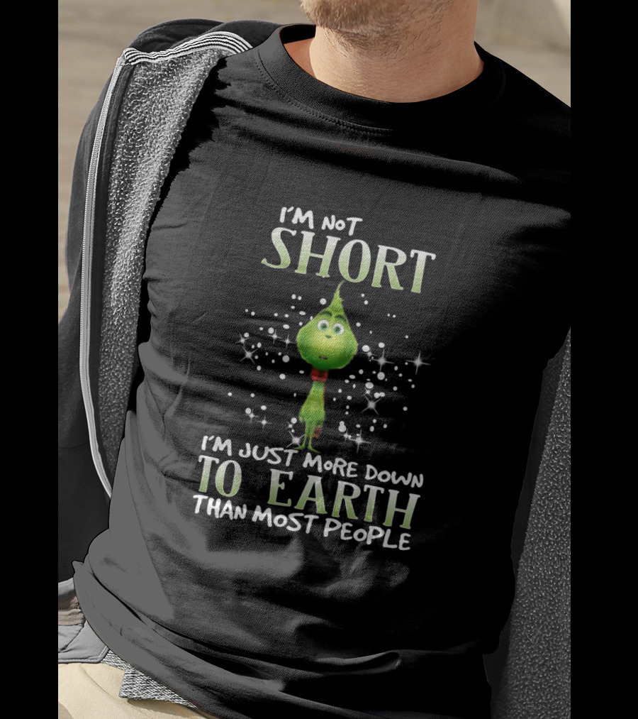 I'm Not Short I'm Just More Down To Earth Than Most People Green Character With Sparkles T-Shirt