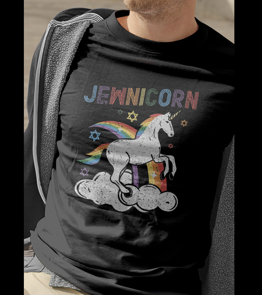 Jewnicorn Rainbow Star Of David Hanukkah Unicorn T-Shirt