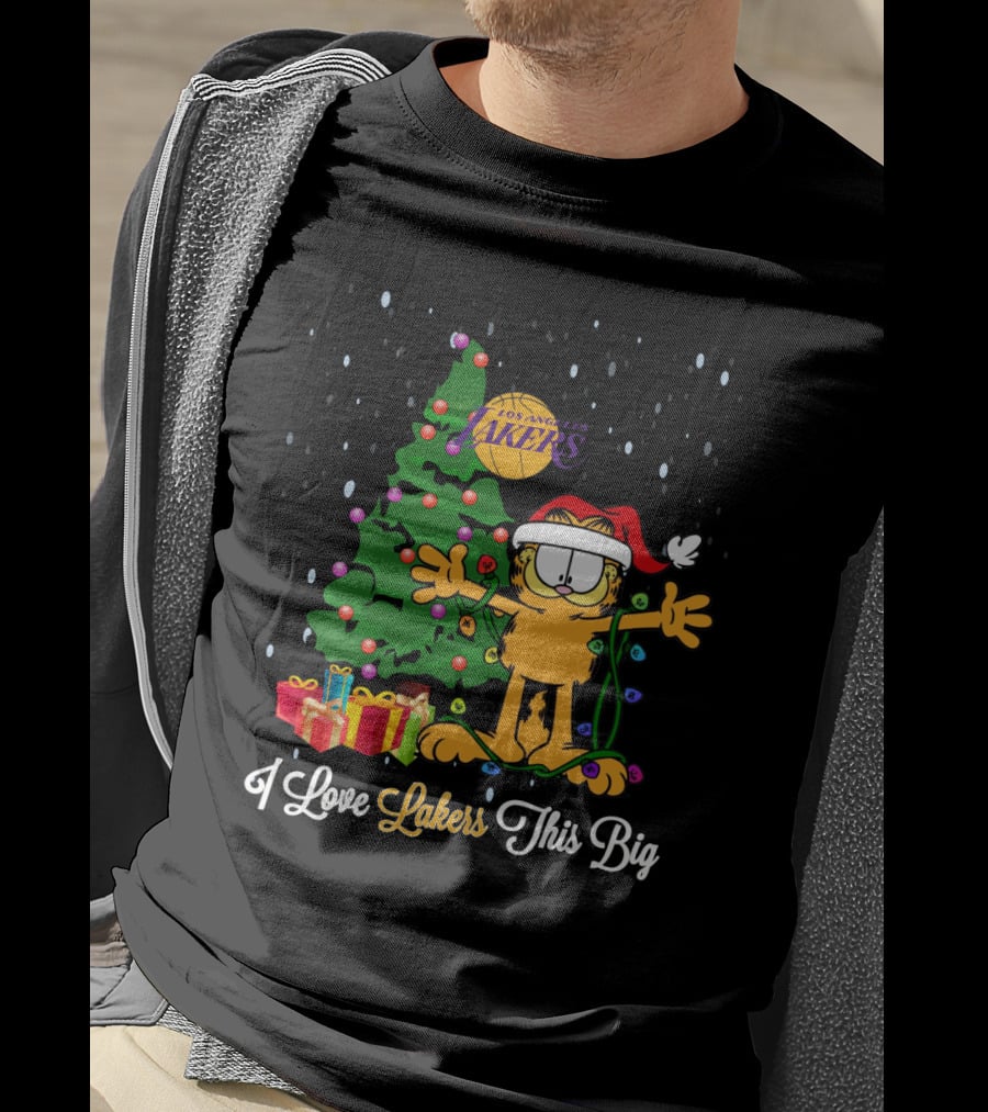I Love Los Angeles Lakers Christmas Garfield Holiday Fun T-Shirt