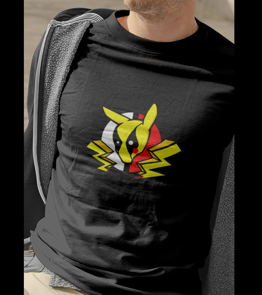 Pikachu Deadpool Crossover Icon On Black T-Shirt