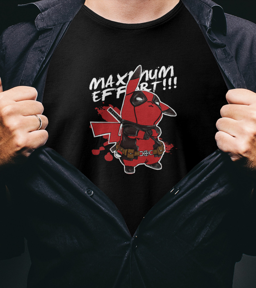 Maximum Effort Pikapool Pikachu Deadpool Fusion T-Shirt