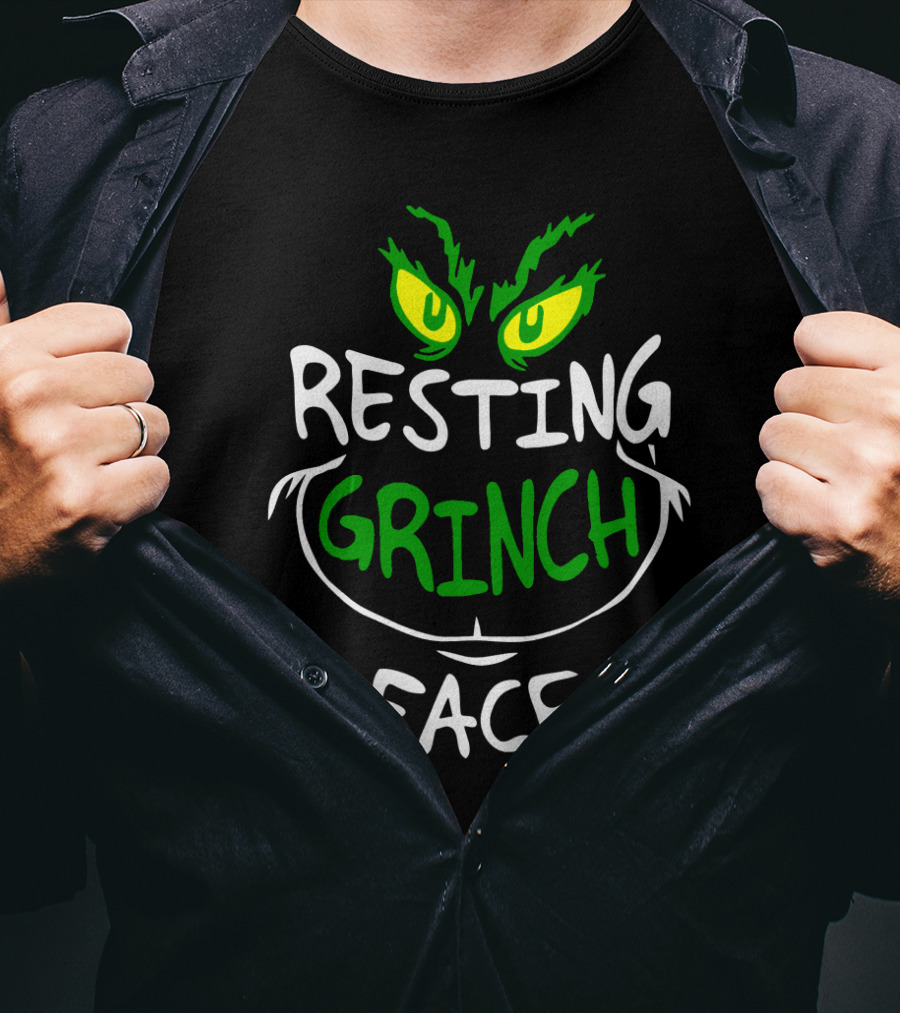 Resting Grinch Face Christmas Grinch Eyes And Smile T-Shirt