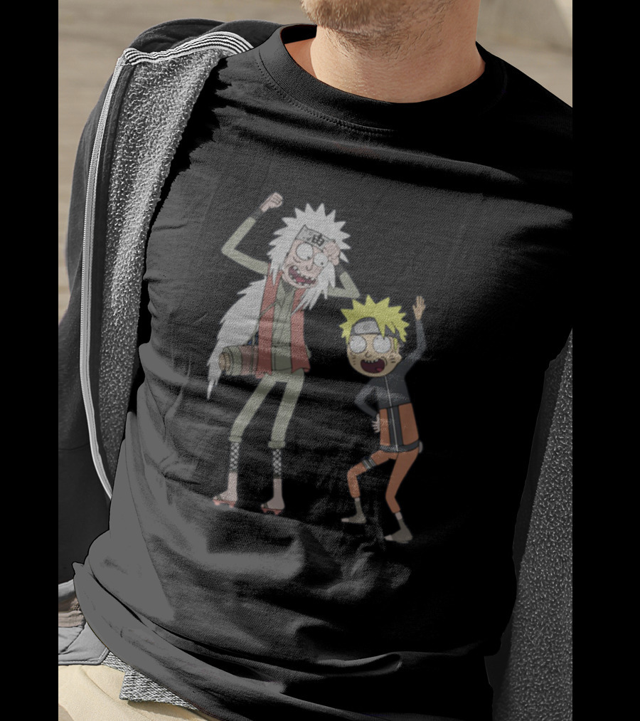 Rick And Morty Naruto And Jiraiya Crossover Cartoon Characters T-Shirt
