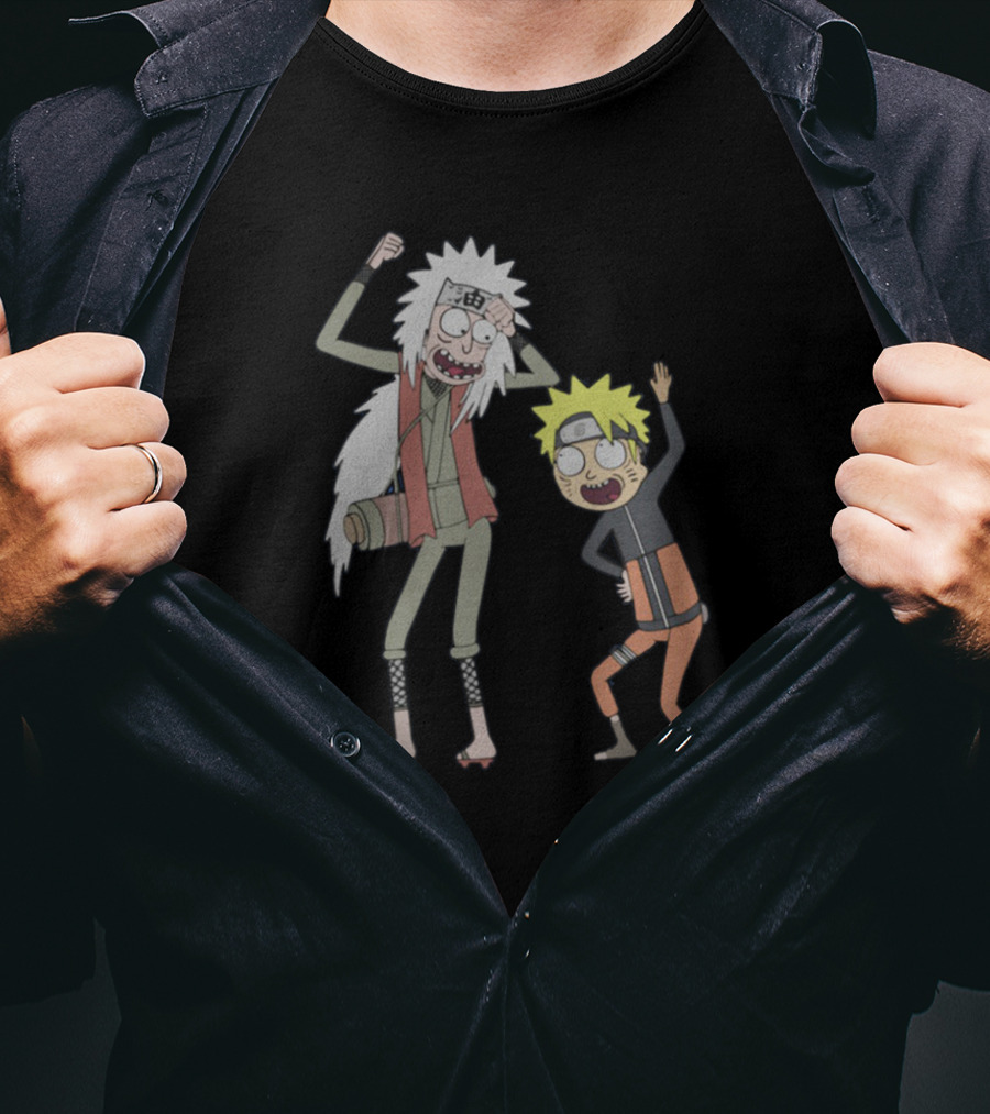 Rick And Morty Naruto And Jiraiya Crossover Cartoon Characters T-Shirt
