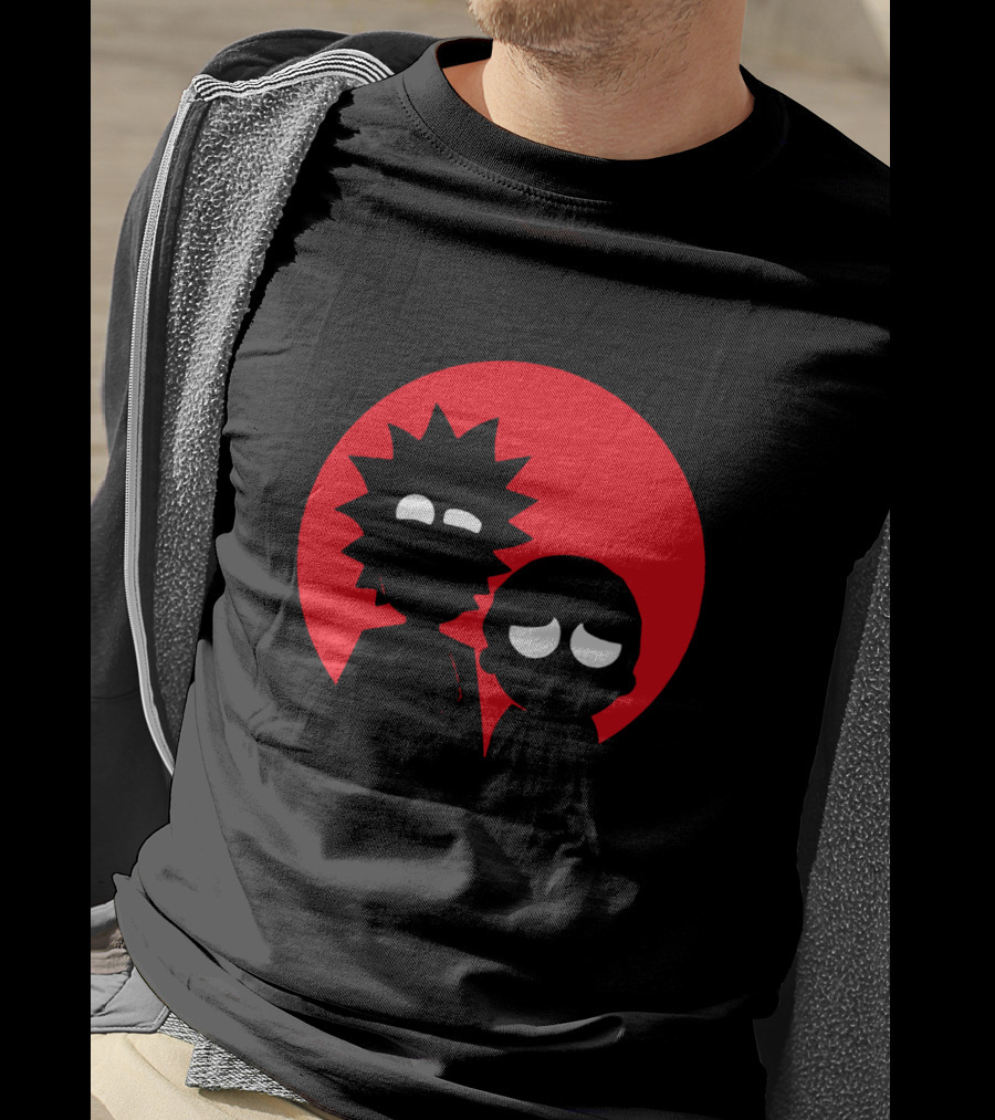 Rick And Morty Silhouette Red Sun Circle T-Shirt
