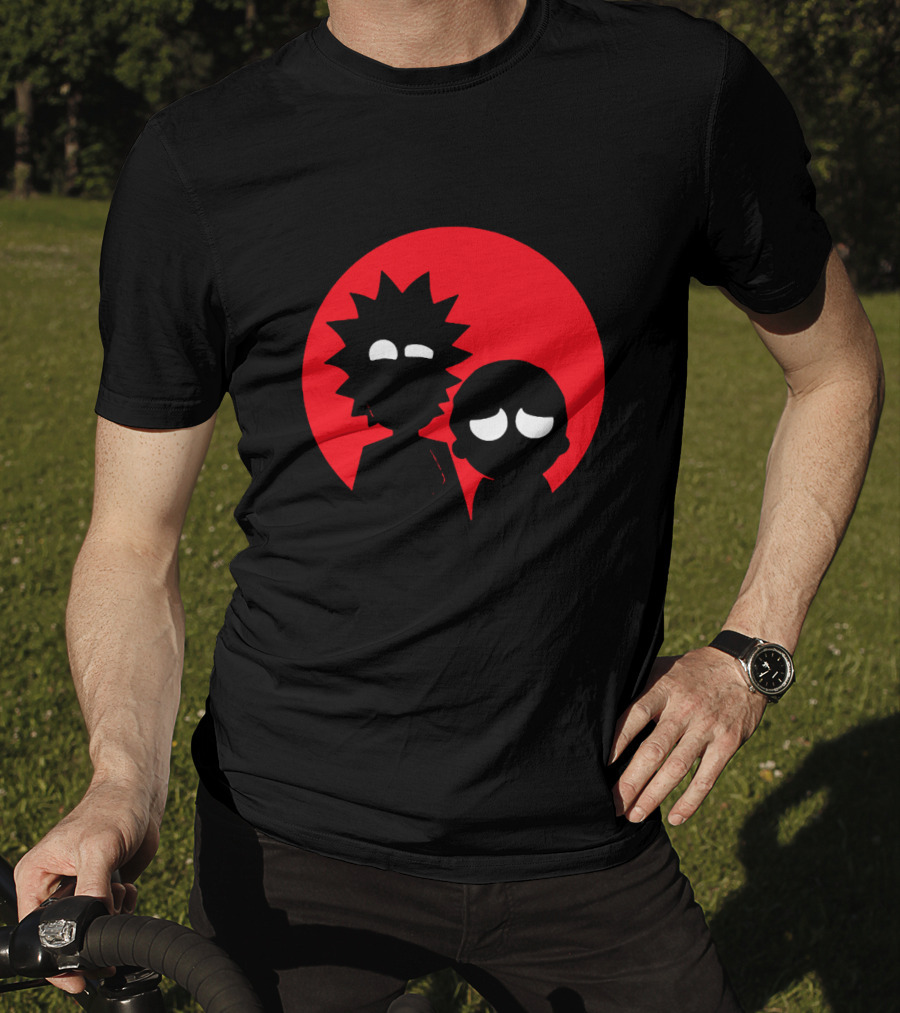 Rick And Morty Silhouette Red Sun Circle T-Shirt