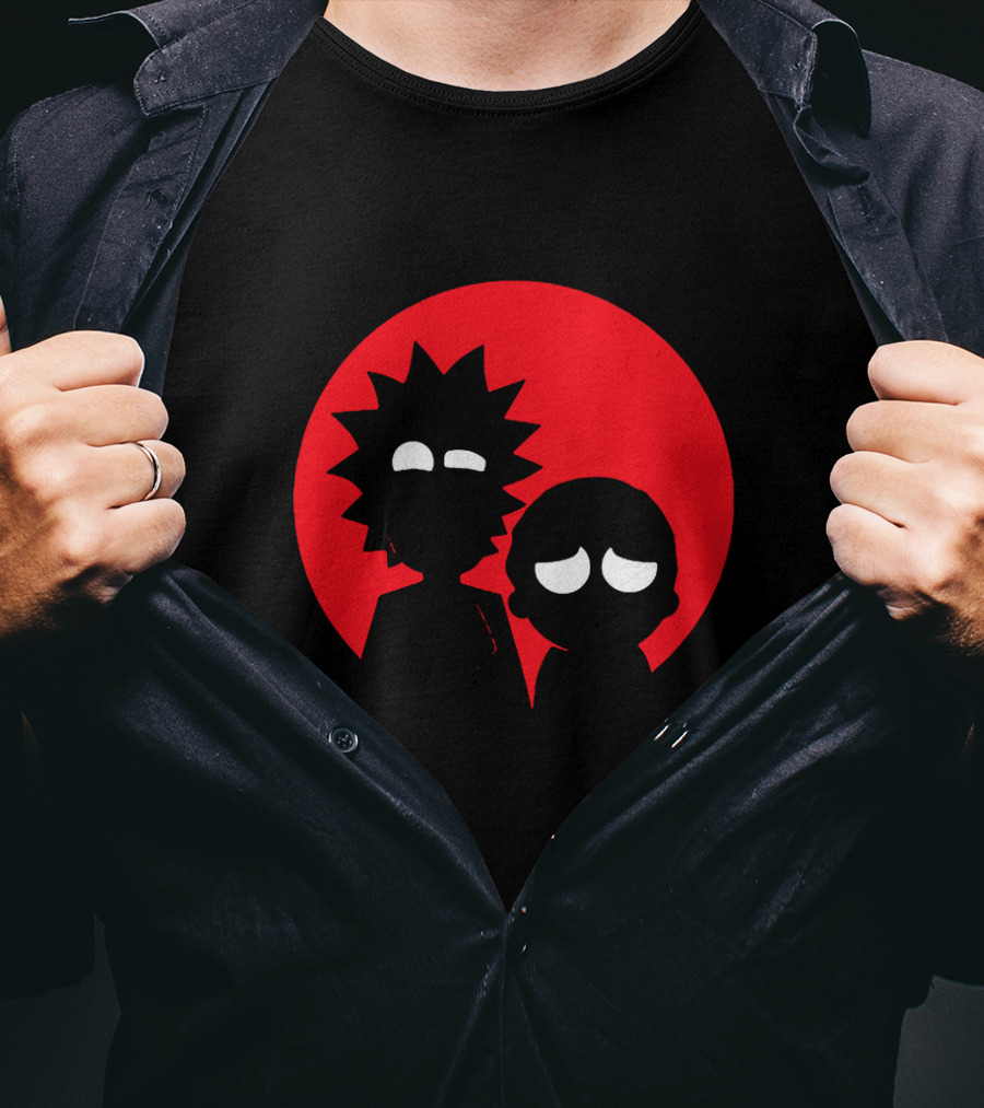 Rick And Morty Silhouette Red Sun Circle T-Shirt