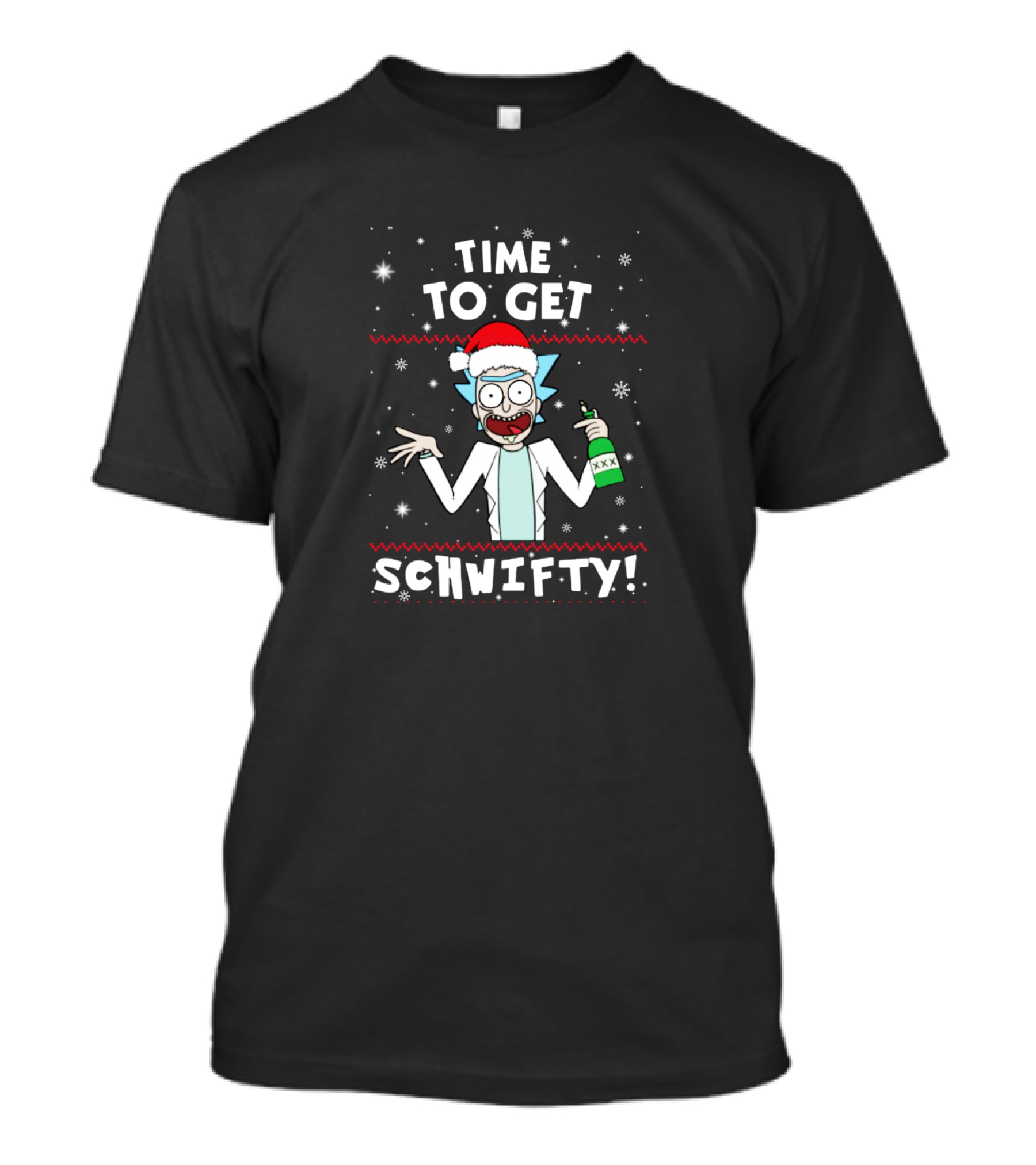 Rick And Morty Time To Get Schwifty Christmas Holiday Party Santa Hat T-Shirt