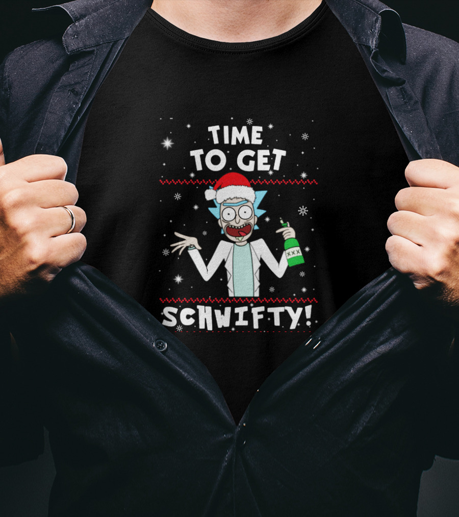 Rick And Morty Time To Get Schwifty Christmas Holiday Party Santa Hat T-Shirt