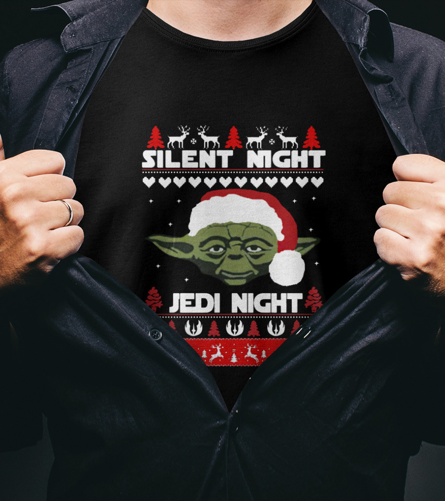 Silent Night Jedi Night Yoda Christmas Star Wars Sweater Holiday Reindeer T-Shirt