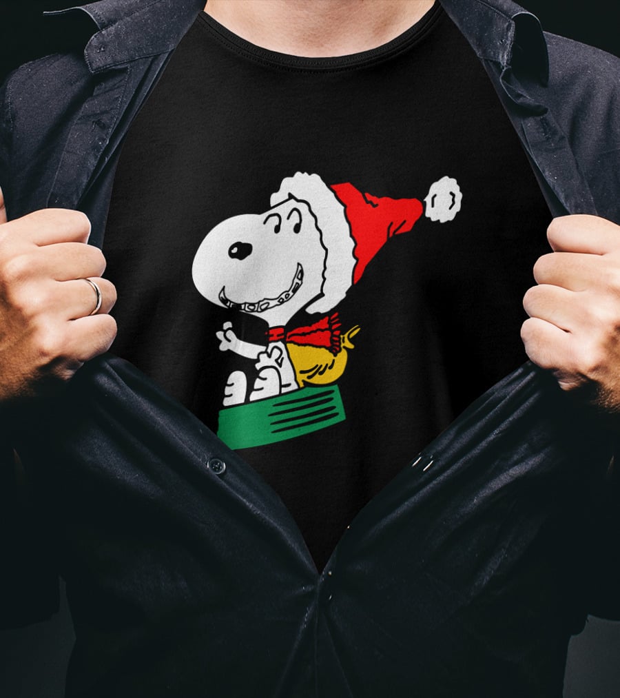 Snoopy Santa Sleigh Holiday Fun T-Shirt