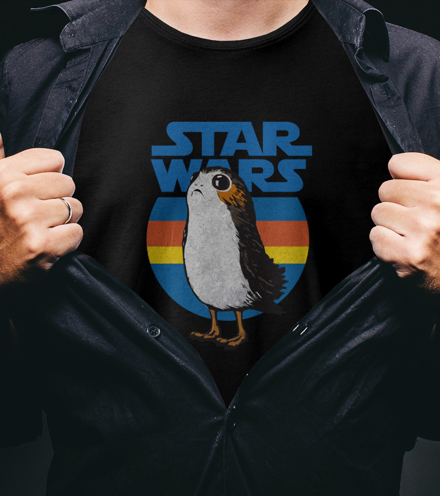Star Wars The Last Jedi Porg Retro Stripe T-Shirt