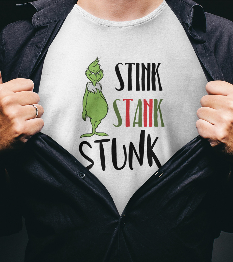 Stink Stank Stunk Grinch Iconic Green Character Phrase T-Shirt