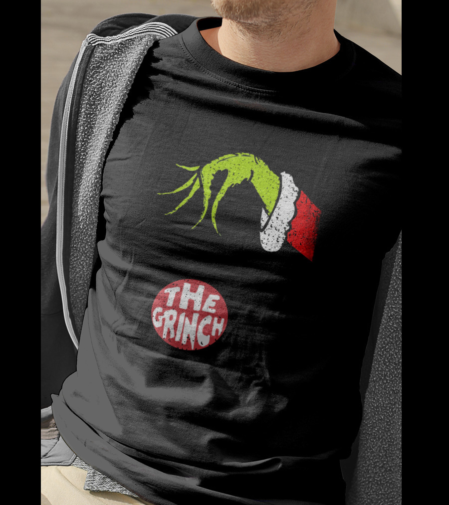 The Grinch Hand Holding Red Ornament With The Grinch Text T-Shirt