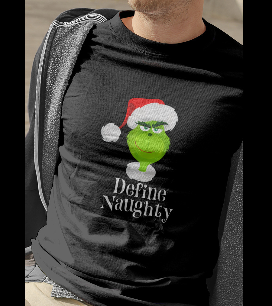 The Grinch Define Naughty Santa Hat Smirk Christmas T-Shirt