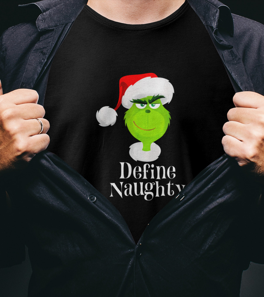 The Grinch Define Naughty Santa Hat Smirk Christmas T-Shirt