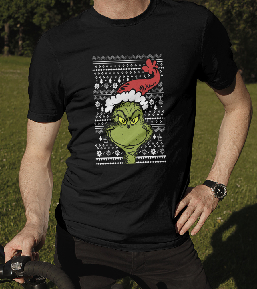 The Grinch Merry Grinchmas Ugly Christmas Sweater Pattern Holiday T-Shirt