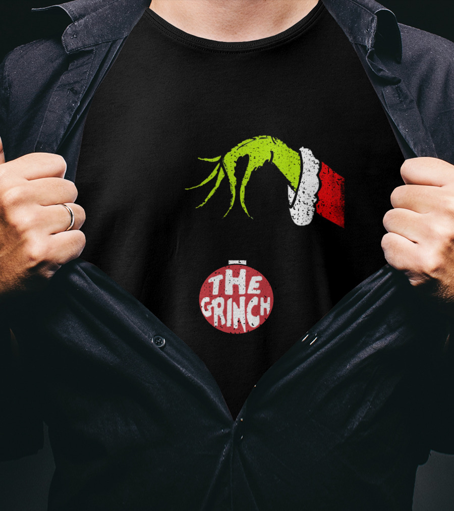 The Grinch Green Hand Holding Red T-Shirt
