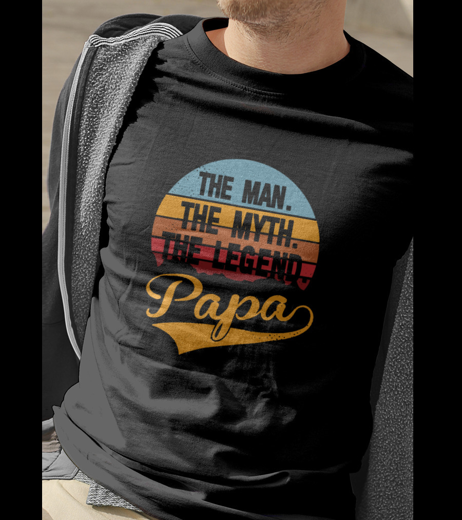 The Man The Myth The Legend Papa Retro Sunset T-Shirt