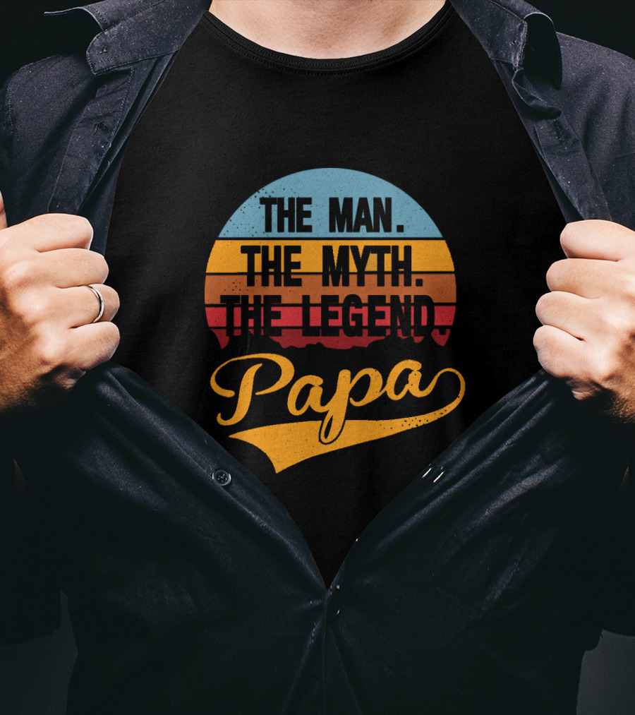 The Man The Myth The Legend Papa Retro Sunset T-Shirt