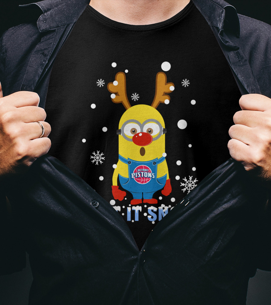 Detroit Pistons Christmas Minion Let It Snow T-Shirt