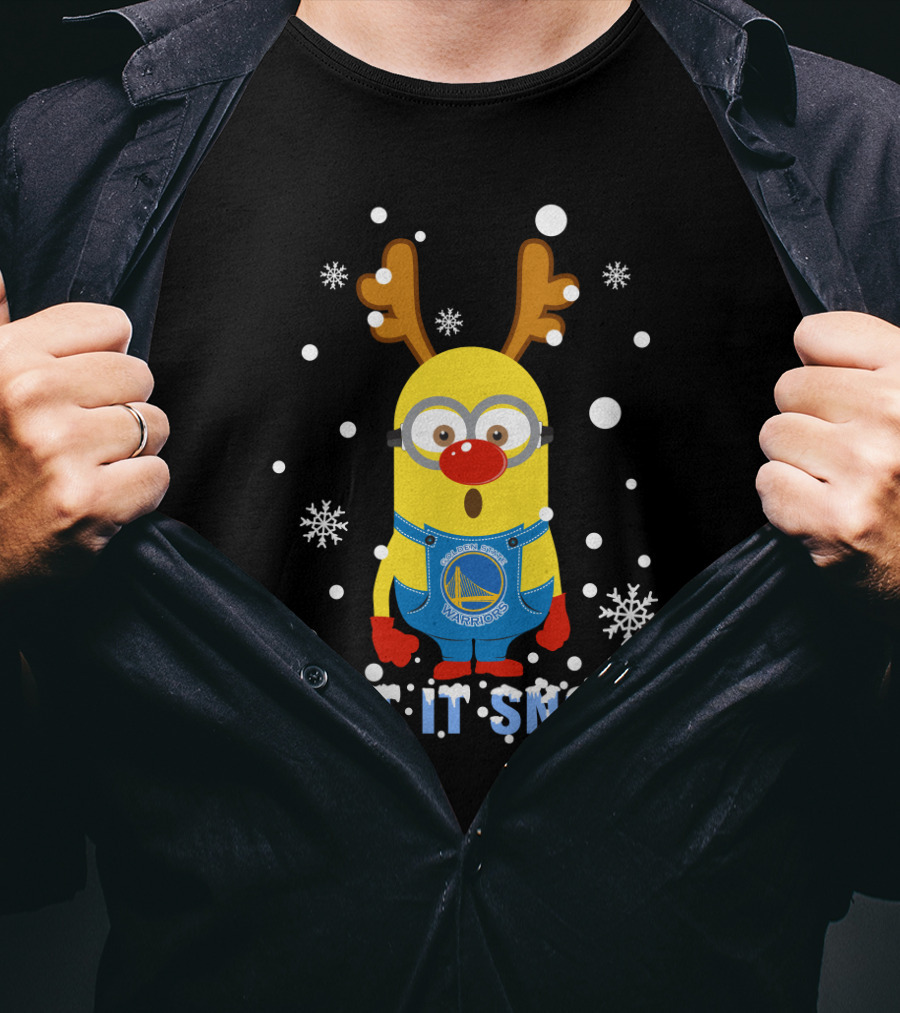 Let It Snow Minion Golden State Warriors Xmas Reindeer Fan T-Shirt