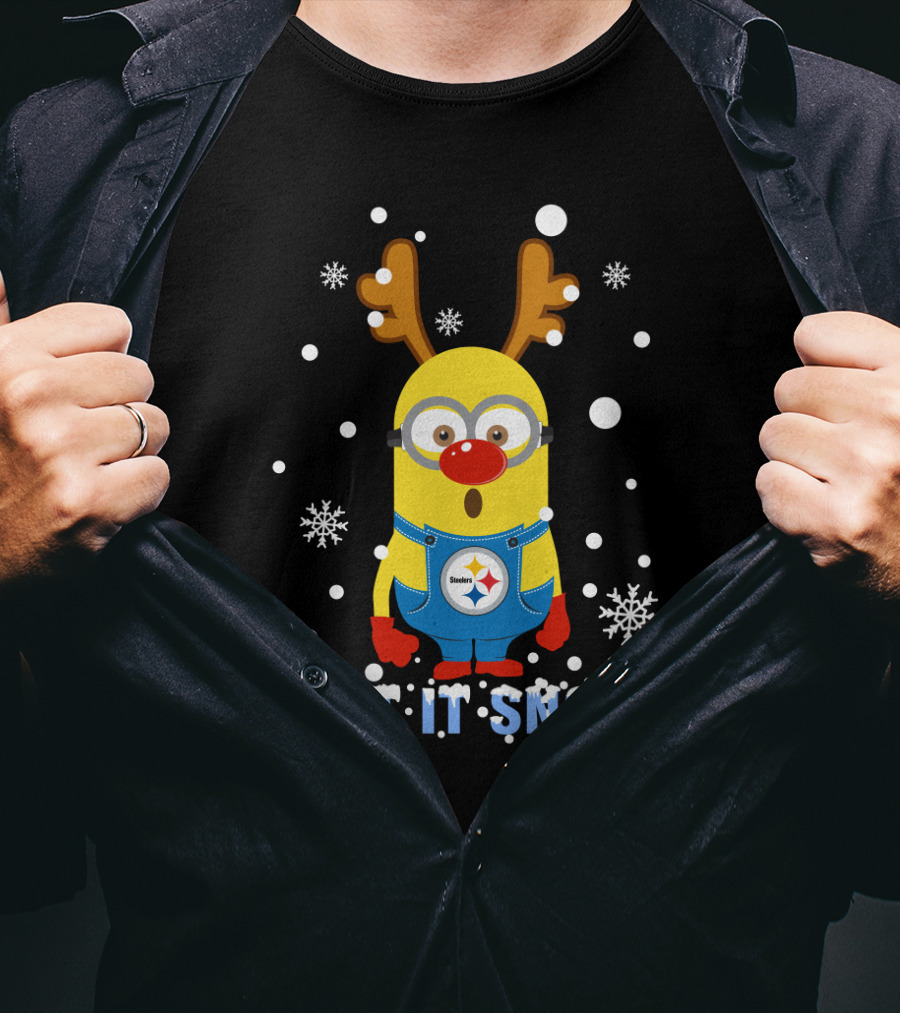 Let It Snow Pittsburgh Steelers Minion Reindeer Christmas T-Shirt