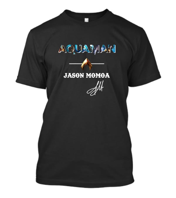 Aquaman Jason Momoa Trident Logo Signature T-Shirt