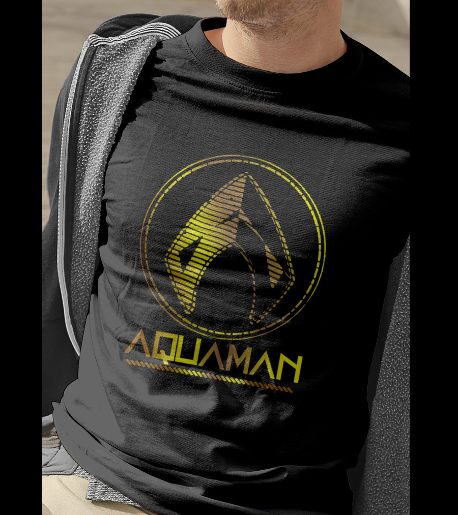 Aquaman Movie Gold Trident Emblem Iconic Symbol T-Shirt