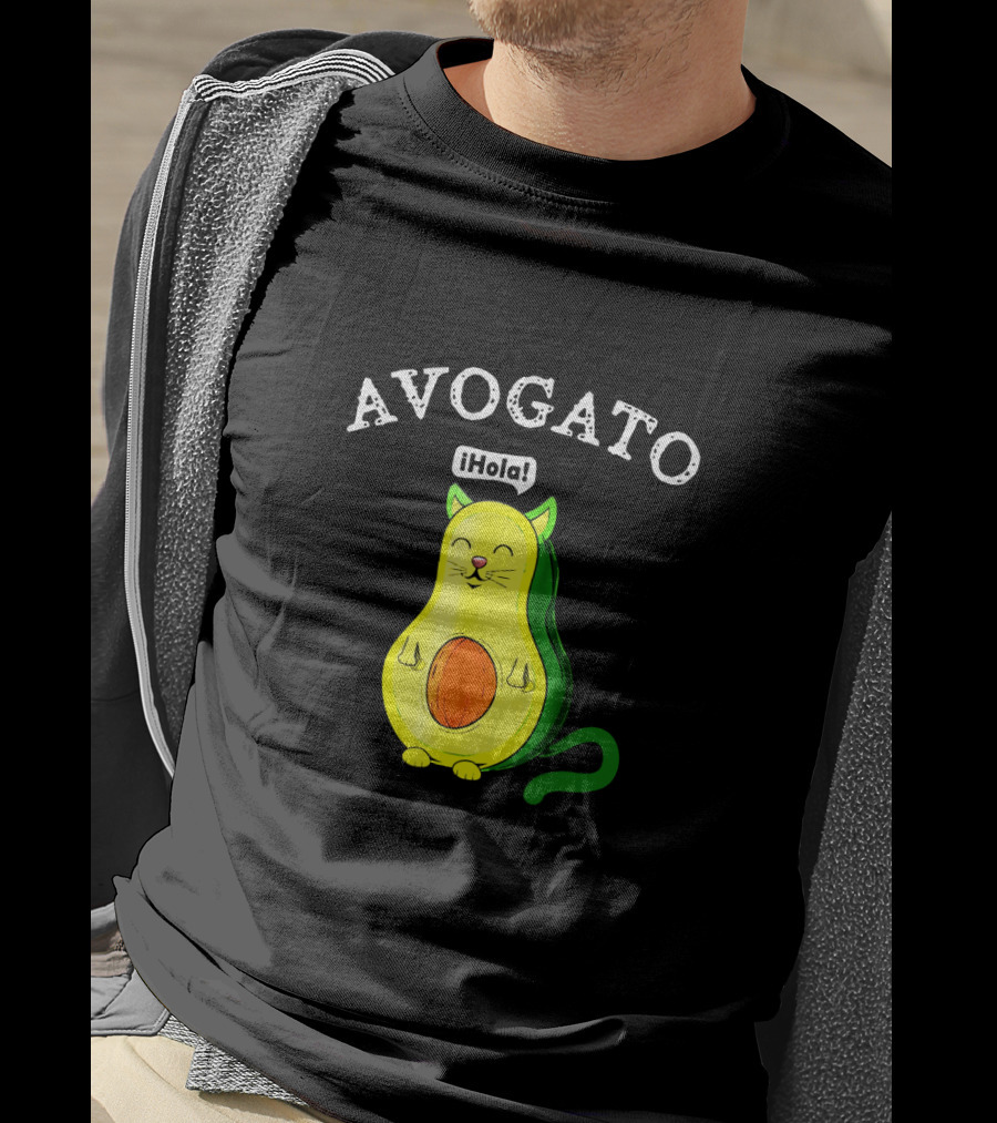 Avogato Hola Avocado Cat Face T-Shirt