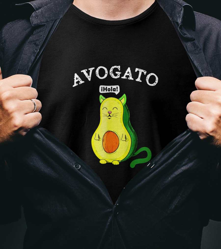 Avogato Hola Avocado Cat Face T-Shirt