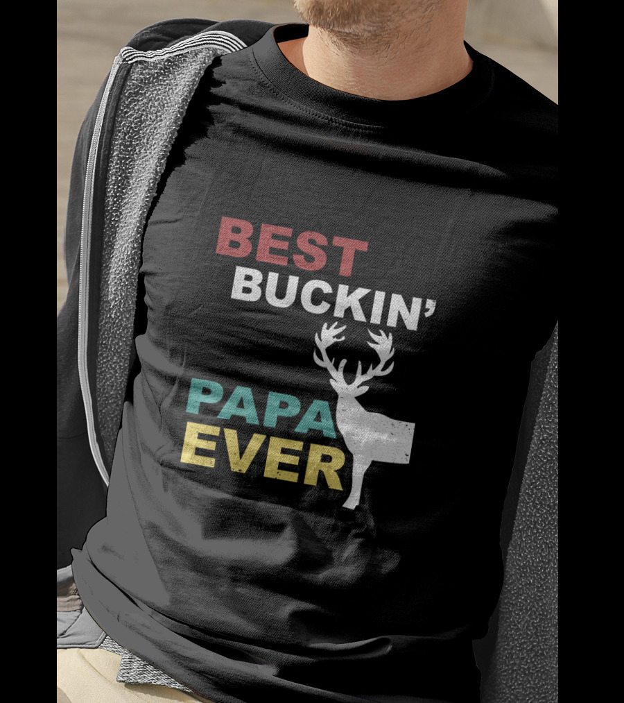 Best Buckin' Papa Ever Deer Antler T-Shirt